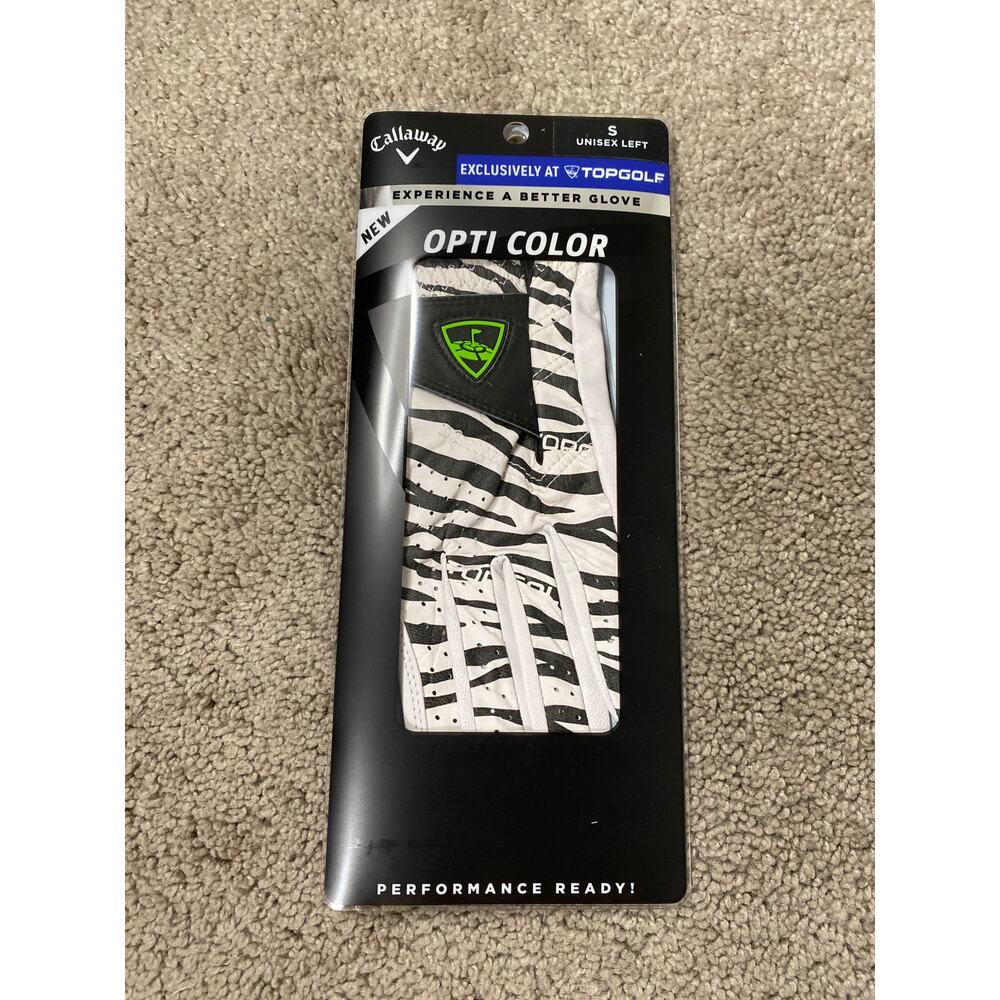 New Callaway Opti Color Golf Glove, Zebra Print, Unisex‎ LEFT HANDED Size Small